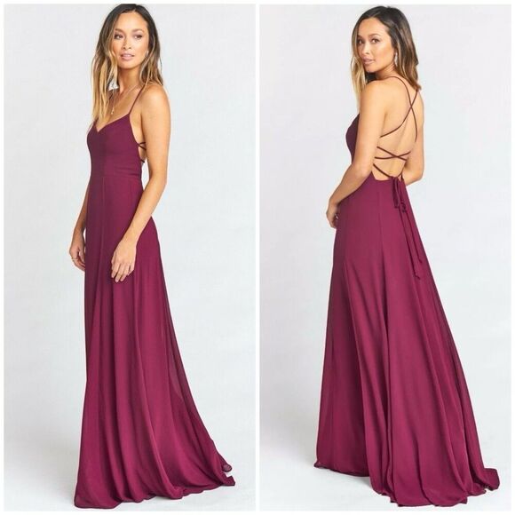 Show Me Your Mumu Godshaw Goddess Gown Merlot Chiffon Bridesmaid Dress Small - Picture 1 of 11